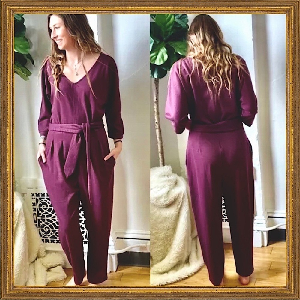 Anthropologie Sutton Ponte Deep Purple Jumpsuit size large
